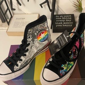 Converse Chuck 70 HI rainbow sequin sneakers.  Size 6.5 Women